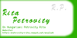 rita petrovity business card